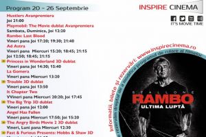 Program Cinema Inspire Alba Mall. Ce filme vor rula în perioada 20 – 26 septembrie 2019