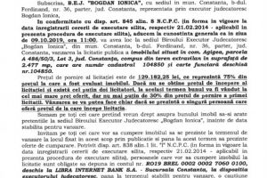 Imobil din scos la vanzare de  B.E.J. “Bogdan Ionica prin licitatie publica