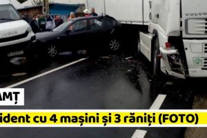 NEAMȚ: Accident cu 3 răniţi. Impact între un TIR, un microbuz şi 2 autoturisme (FOTO)