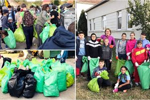 FOTO. Copii-exemplu în judeţul Satu Mare. Au făcut curăţenie generală în oraş