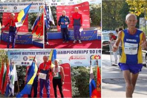 FOTO/ Vasile Hârjoc – CSO Cugir şi Ilie Cioca –  CSM Alba Iulia, medaliaţi cu aur, la Campionatul Balcanic de Atletism Masters în Aer Liber