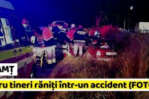 NEAMȚ: Patru tineri de 19 ani, răniţi într-un accident rutier (FOTO)