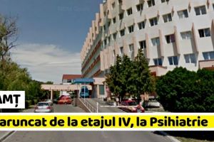 NEAMȚ: O tânără s-a aruncat de la etajul IV al Secţiei de Psihiatrie. A căzut pe un căruţ cu rufe