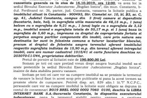 Licitatie publica in vederea vanzarii unui imobil din Constanta