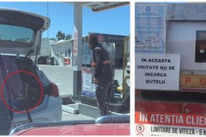 Cu furtunul la butelie în staţia Rompetrol