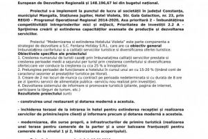 Comunicat de presa:  Finalizarea implementarii proiectului Modernizarea si extinderea hotelului Violeta