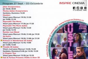 Program Cinema Inspire Alba Mall. Ce filme vor rula în perioada 27 septembrie – 3 octombrie 2019