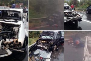 FOTO. Accident MORTAL pe valea Oltului: O persoană a DECEDAT şi alte şase, printre care un copil de 4 ani, au fost rănite în urma unui carambol