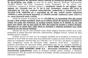 B.E.J. “Bogdan Ionica organizeaza licitatie publica in vederea vanzarii unui imobil din comuna Agigea