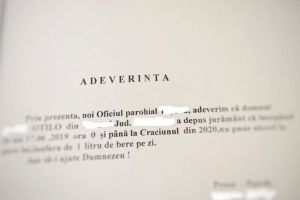 Adeverinţă de jurământ la biserică. N-are voie decât 1 litru de bere pe zi!
