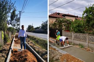 Continuă lucrările pentru trotuarul din Dragodana, pe marginea Drumului Naţional 72