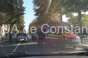 Accident intre un autobuz si o motocicleta, pe bulevardul Ferdinand. Victima este constienta (galerie foto) 