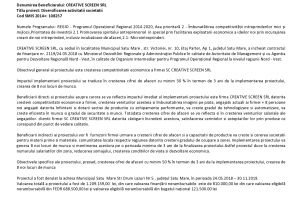 Comunicat de presă CREATIVE SCREEN SRL