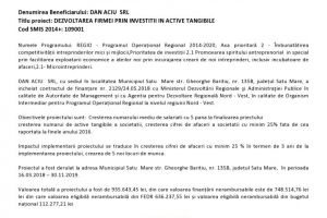 Comunicat de presă DAN ACIU SRL