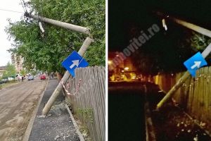 Scăpată de furtună, Târgoviştea s-a întâlnit cu Dorel! Care a rupt un stâlp şi a fugit