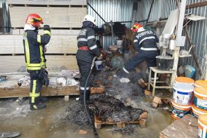 FOTO. Incendiu la un depozit de materiale de construcţii din municipiul Satu Mare