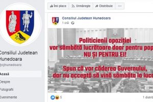 Pagina de Facebook a CJ Hunedoara, măciucă politică