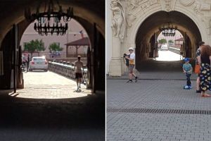 FOTO, VIDEO ȘTIREA TA. Tupeul depăşeşte limita bunului simţ la Alba Iulia: Șofer surprins cu maşina pe podul de lemn din Cetatea Alba Carolina