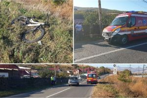 FOTO. VIDEO| ACCIDENT rutier pe DN74, între Miceşti şi Șard: Un biciclist RĂNIT după o coliziune cu un autoturism