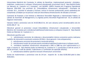 Lansarea proiectului Extindere, reabilitare, modernizare si echipare infrastructura educationala universitara Corp B - Baza Nautica (Sediu Lac Mamaia)  str. Cuartului nr.2, Constanta