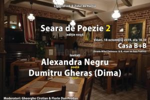 „Seară de poezie” cu poeţii Alexandra Negru şi Dumitru Gheras