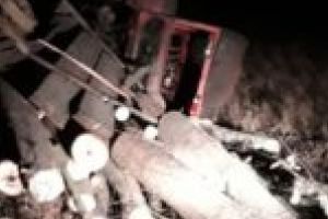 Fără permis şi sub influenţa alcoolului! S-a răsturnat cu tractorul încărcat cu lemne