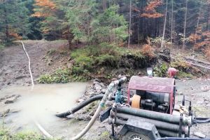 Incendiu puternic de vegetaţie uscată, la Poiana Micului