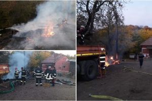FOTO/Incendiu la o gospodărie din satul Călene- Cugir