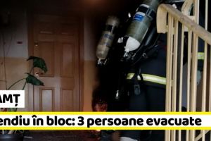 NEAMȚ: Incendiu la un bloc din Piatra-Neamţ. 3 persoane evacuate (FOTO)