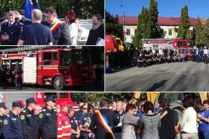 Foto: Ceremonia de predare/primire a unei autospeciale de pompieri, donată Serviciului Voluntar pentru Situaţii de Urgenţă al oraşului Câmpeni de către organizaţia caritabilă Operation Sabre din Anglia