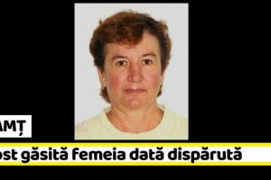 NEAMȚ: Femeia dispărută, găsită cu ajutorul unei persoane care a sunat la „112”