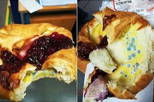 FOTO. Nou în Satu Mare: corn cu gem în ,,crustă” de mucegai. ,,Poftă bună”