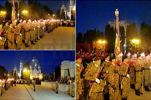 FOTO&LIVE. Retragere impresionantă cu torţe, de Ziua Armatei, în judeţul Satu Mare