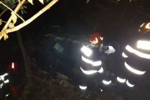 Interventie dificila a pompierilor, dupa ce o masina s-a rasturnat si a cazut intr-o rapa. Mai multe persoane ranite (galerie foto) 