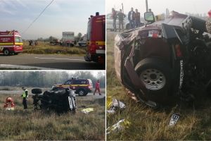 Foto| Accident rutier ÎNGROZITOR în Bihor: 2 morţi, soţ şi soţie, iar fetiţa lor de aproape 3 ani, transportată la spital cu un elicopter SMURD