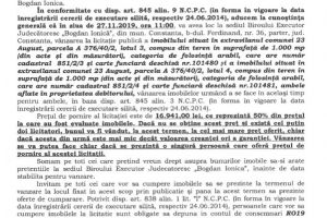 B.E.J. “Bogdan Ionica organizeaza licitatie publica in vederea vanzarii unui imobil din comuna 23 August