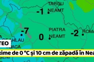 METEO: Maxime de 0 °C şi 10 cm de zăpadă în Neamţ. Prognoza meteo (1–2 noiembrie)