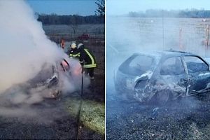 FOTO. Maşină în flăcări! Șase pompieri s-au luptat cu focul