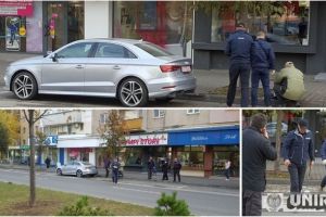 FOTO. Maşină verificată pentru bombe, pe Bld. Revoluţiei din Alba Iulia