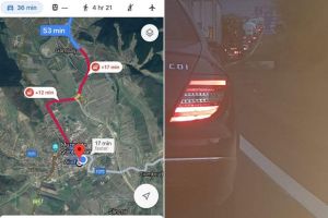FOTO| Știrea ta: Blocaj total la intrarea în Aiud dinspre Mirăslău. Coloane interminabile de autovehicule pe DN1.