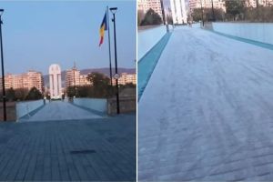 FOTO| Prima dimineaţă din această toamnă cu temperaturi negative: Podul Unirii a îngheţat