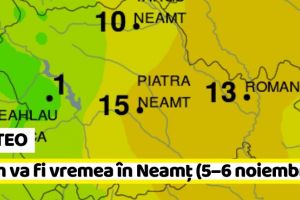 METEO: Vremea rămâne caldă în Neamţ. Prognoza meteo (5–6 noiembrie)