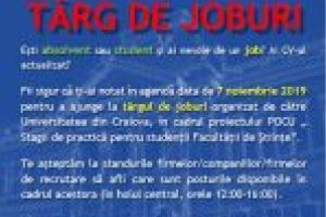 Târg de joburi pentru studenţii de la Ştiinţe