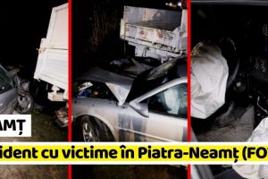 NEAMȚ: Accident cu victime în Piatra-Neamţ. Maşina a luat foc (FOTO)