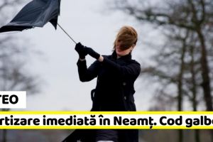 METEO: Avertizare imediată în Neamţ (6 noiembrie). Cod galben
