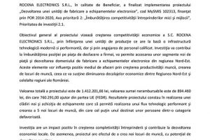 Finalizarea proiectului „Dezvoltarea unei unităţi de fabricare a echipamentelor electronice”