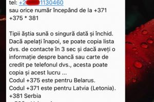 Avertizare transmisă de poliţişti: nu luaţi în considerare acest mesaj. „Puteţi avea surpriza unui extra cost la factura telefonică sau bani în minus pe cartela preplătită”