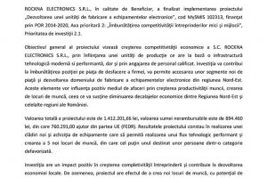 Finalizarea proiectului „Dezvoltarea unei unităţi de fabricare a echipamentelor electronice”
