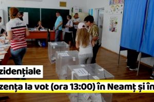 Prezidenţiale 2019: Prezenţa la vot la ora 13:00 în Neamţ şi în ţară