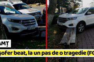 NEAMȚ: Un şofer beat a acroşat o maşină parcată şi a ajuns pe trotuar (FOTO)